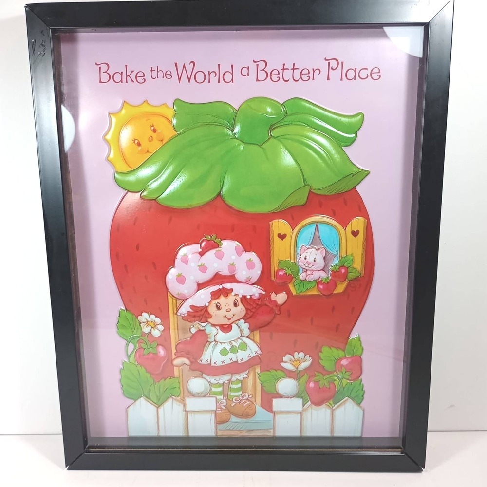 Strawberry Shortcake 3D Shadow Box Wall Art Vintage Pink Frame Decor